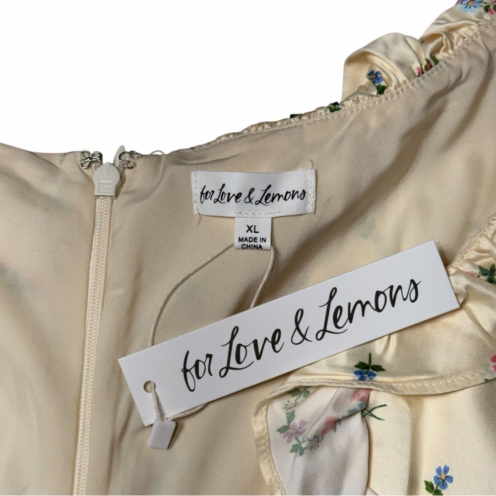 For Love & Lemons Jaida Butter Yellow Mini Dress Womens XL - Picture 5 of 8
